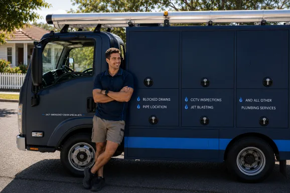Our plumber with the service van on a Allambie Heights job