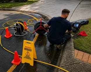 Plumber locating the cause of the fault